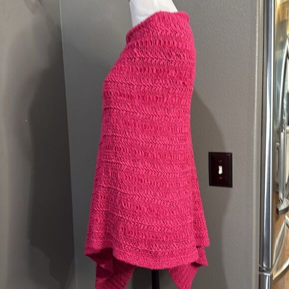 Chico's Hot Pink Tape Yarn Chunky Woven Convertible Poncho - Picture 7 of 13